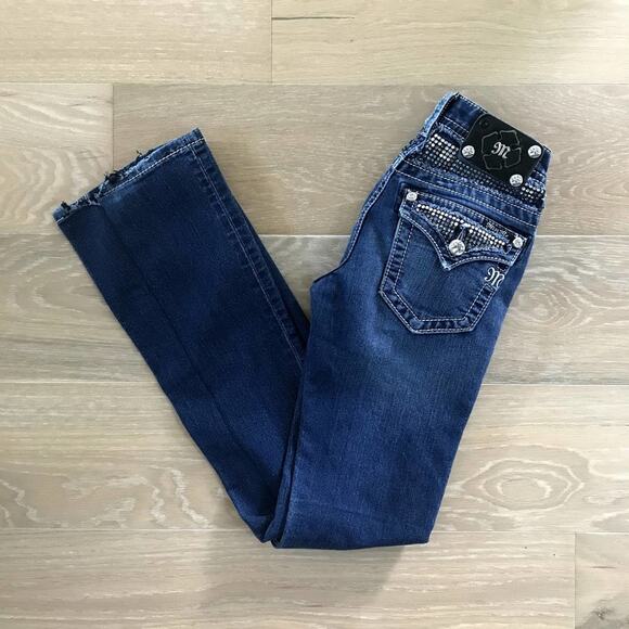 Miss Me Denim - Miss Me Signature Bootcut Embellished Flap Pocket Jeans 25x32